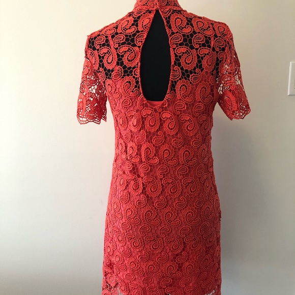 Coral knit cap sleeve dress - Picture 6 of 10